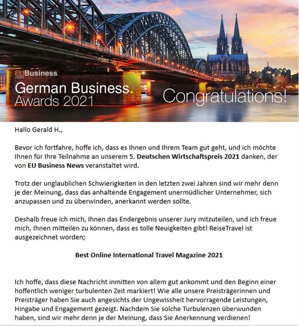 ReiseTravel.eu ist Best Online International Travel Magazine 2021