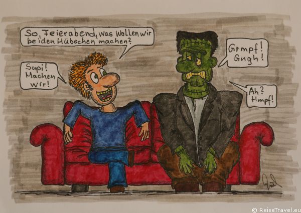 Frankenstein und sein Monster Ka&amp;eacute;f ReiseTravel Comics 