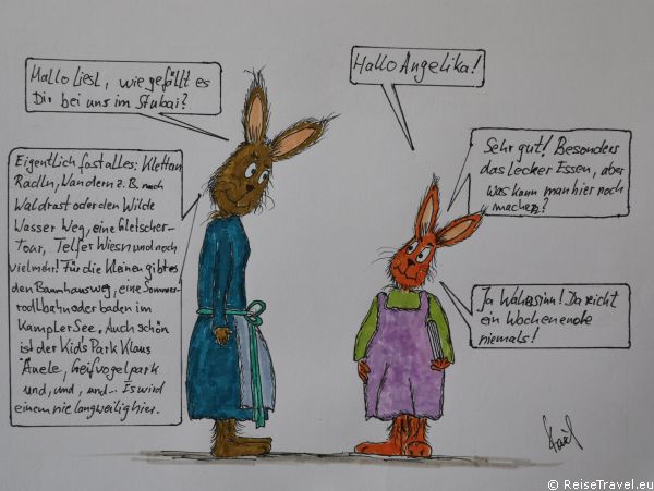 Buffett Kaef Comics Familie Hase im Stubaital by ReiseTravel.eu