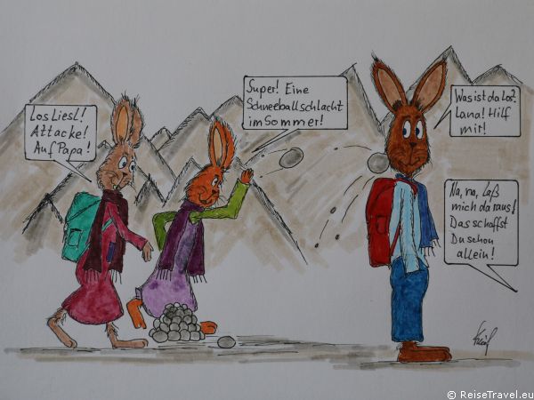 Seilbahn Kaef Comics Familie Hase im Stubaital by ReiseTravel.eu