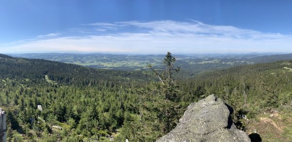 Panorama vom Dreisessel-Felsen mit Blick bis zu den Alpen
